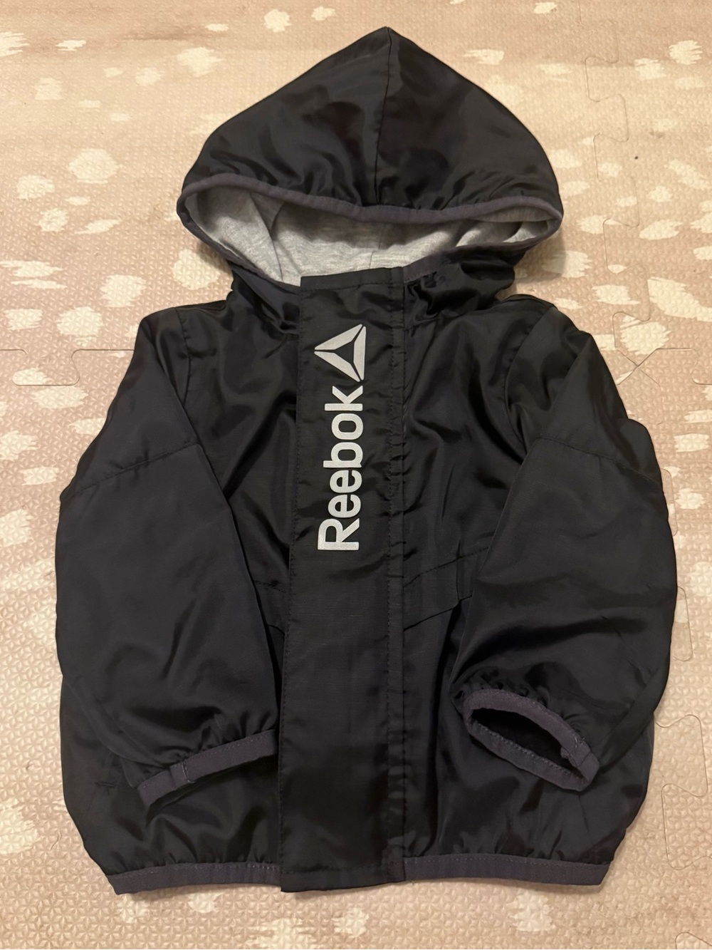 Reebok Infants Black Rain Jacket with Gray Lining
